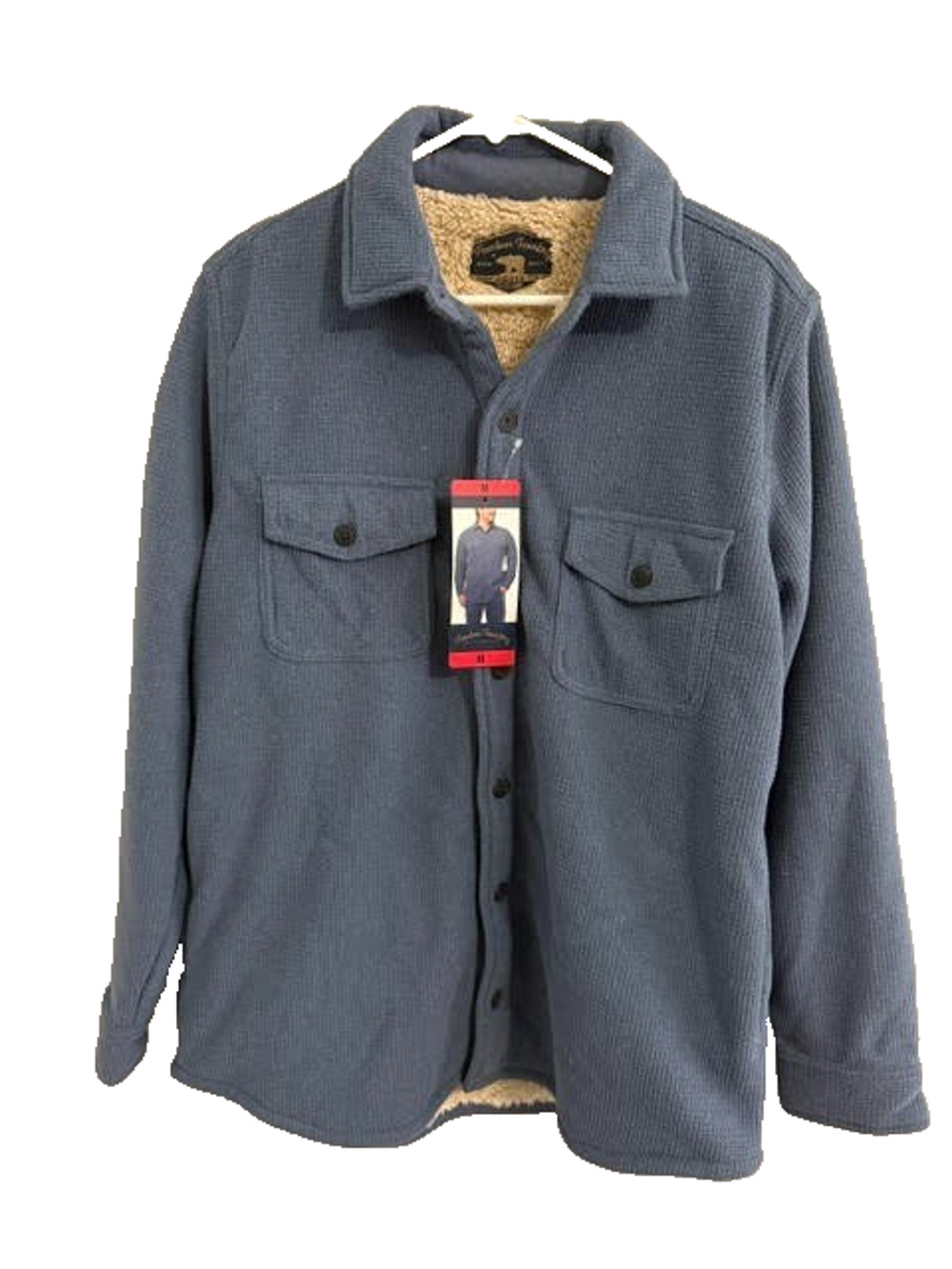 Freedom Foundry Mens M Blue Sherpa Lined Fleece Shirt Jacket Shacket NWT